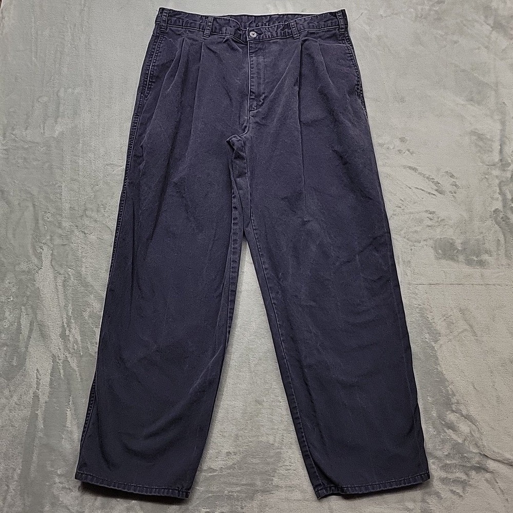 Dockers Pants Mens 36x30 Blue Pleated Chino Cotton Baggy Workwear Casual